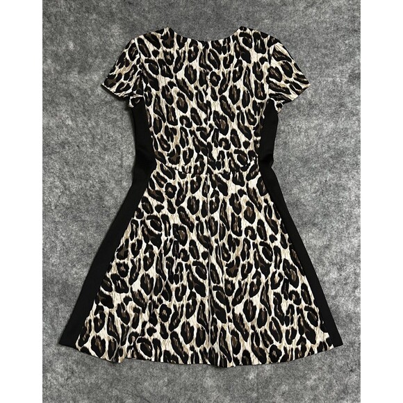 Vince Camuto Scuba Leopard Animal Print Dress Women's 8 Fit and Flare Multi - Picture 3 of 16